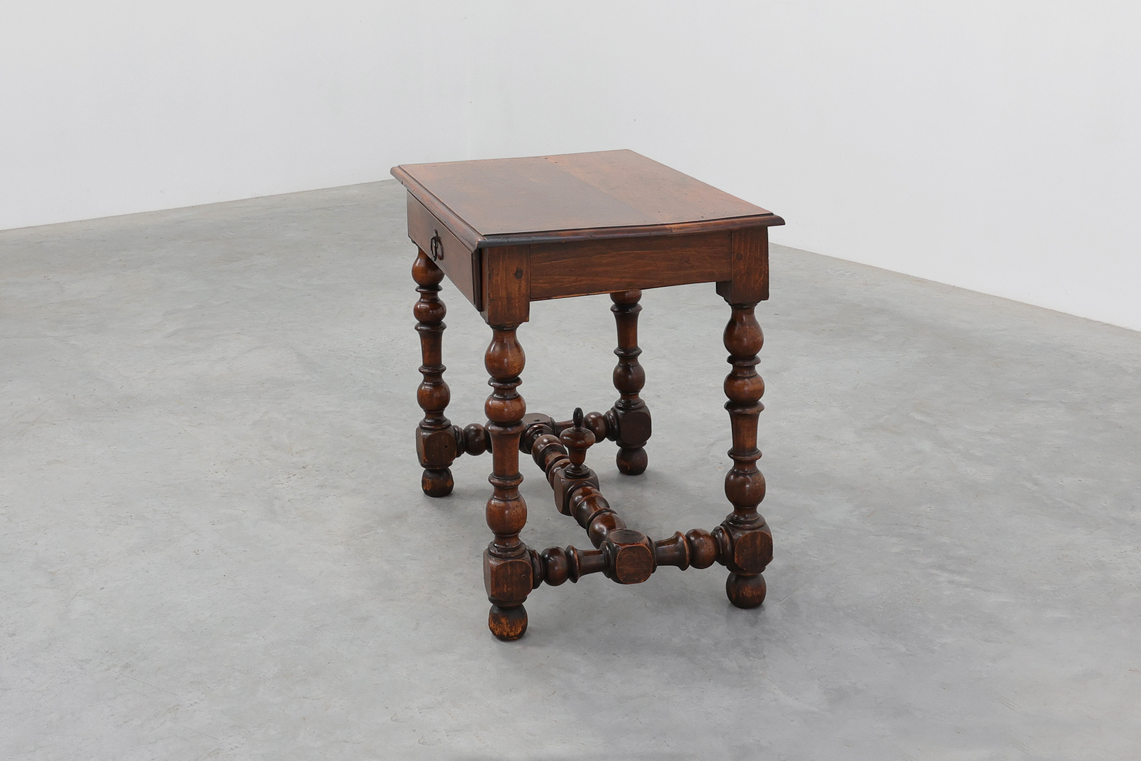 French Louis XIII Walnut Side Table with Drawer and Turned Legs, circa 1850thumbnail